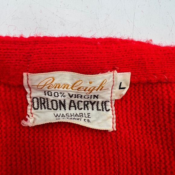 Vintage Pennleigh Acrylic Knit Cardigan Red Sweater - Picture 3 of 7